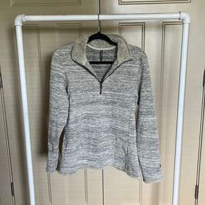 Kuhl brand 3/4 zip jacket. Soft fleece. Faux sherpa lined collar and edges.